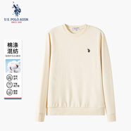 U.S.POLO ASSN.衛衣男秋季圓領(lǐng)潮流寬松長(cháng)袖T恤男士休閑上衣男裝 乳白色 XXL 
