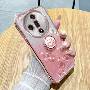 羅璐鷗OPPO Find X7手機殼女款硅膠殼FindX7外殼保護(hù)套PHZ110軟殼高級水鉆玫瑰花漸變閃粉支架防摔電鍍殼 【漸變玫瑰金】+指環(huán)支架+全屏保護(hù)膜 OPPO Find X7