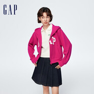 Gap女裝春秋L(fēng)OGO連帽法式圈織軟衛(wèi)衣外套402167 深粉色 M (165/84A)亞洲尺碼