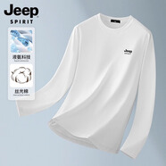 JEEP SPIRIT吉普男士長(zhǎng)袖T恤2025春秋季寬松內(nèi)搭純色打底衫男體恤潮男裝上衣 白色 L 推薦115-130斤