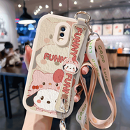 WAIDM適用oppor17手機殼oppo r17pro保護套斜挎腕帶掛繩opr17por小羊皮硅膠殼OPPO全包防摔女款外殼 【斜跨白】HH1464 OPPO R17