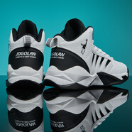 喬丹格蘭球鞋男學(xué)生籃球鞋秋冬高幫棉鞋休閑皮面48大碼青少年戰靴本命年 白色（單鞋） 41 (255mm)