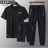 JEEP SPIRIT短袖t恤男士運動套裝夏季短褲加肥加大碼休閑五分褲跑步服t恤套裝 任意三件套搭配短袖+短褲+長褲 7XL