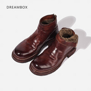 dreambox鈞博vibram防滑馬皮棉鞋男加絨保暖雪地靴羊毛內(nèi)里馬丁靴 咖啡色 42