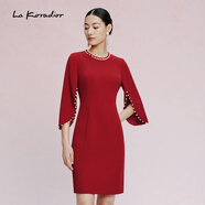 拉珂蒂（La Koradior）【商場(chǎng)同款】2024早春新純色淑女短袖連衣裙 艷紅 M