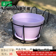 愛(ài)美穗陽(yáng)臺(tái)花架掛式露臺(tái)欄桿置物鐵藝架子多肉綠植盆栽壁掛花盆掛架懸掛 黑架+紫盆+托盤(pán) 中等