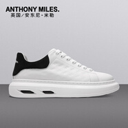 Anthony Miles休閑板鞋2025黑尾軟牛皮小白鞋厚底增高男鞋真皮軟底運動(dòng)鞋高端鞋 白色 XAB46007B036 42