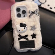 迅炫hellokitty冬Y77毛絨y37凱蒂貓y36i/vivox100s/x90s/x80x70女vivos19pro/s18s16/s17t手機殼vivoy7 毛絨【白色】黑kt+標簽 其他手機