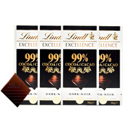 瑞士蓮（lindt） 瑞士進(jìn)口特醇黑巧克力排塊4塊裝 99%黑4塊組合裝200g