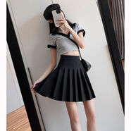 卡維澤 CAVIEZELjk制服春夏女生水手服短裙學(xué)院風(fēng)日系JK裙百褶裙子甜美半身裙女裝 黑色 3XL 建議135-150斤