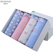 蝶安芬（Deanfun）女士內(nèi)褲中腰棉質(zhì)甜心少女系列印花舒適三角女式短褲4條禮盒A L