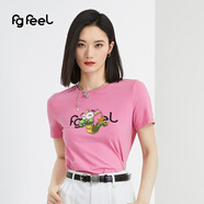 普普風(fēng)2024年夏季女裝新品短袖T時(shí)髦百搭通勤趣味豆豆龍T恤PA3T21149B 粉色 S