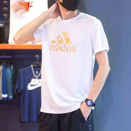 阿迪達斯 （adidas）T恤男裝 2024春夏新款運動服飾戶外訓(xùn)練體恤上衣圓領(lǐng)半袖休閑短袖 ADITSG2P-WG/純棉金LOGO M 175/96A