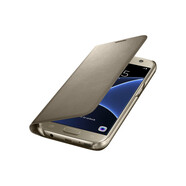 三星適用于原裝三星S7原裝皮套 G9300智能手機(jī)殼 s7edge 插卡翻蓋保護(hù) s7平面原裝插卡【非智能】金色