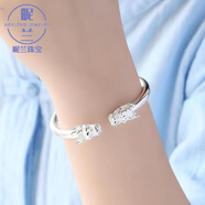 昵蘭胖東來(lái)品質(zhì)神龍擺尾手鐲轉(zhuǎn)乾坤男女本命年生肖圖案設(shè)計(jì)情侶飾品禮 光面雙龍頭  (男女同款)
