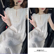 妍莉芬（yanlifen）設計感新中式重工提花刺繡連衣裙2025新款溫柔風(fēng)氣質(zhì)小飛袖長(cháng)裙女 圖片色 S