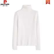 皮爾卡丹（pierre cardin）灰色高領(lǐng)修身長袖內(nèi)搭針織打底衫女秋冬2024新款慵懶獨(dú)特別致毛衣 白色【套手指款】 3XL 【建議140-150斤】