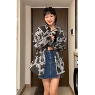 憶思減鏈條襯衫女防曬衣服灰色外套扎染2025夏寬松港味小眾個(gè)性拽酷男女 長(cháng)袖襯衫 L 115-125