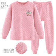 巴布豆兒童保暖內(nèi)衣套裝秋冬加厚純棉男童秋衣秋褲全棉女童寶寶 女童深粉 7633 150cm 參考身高140-150