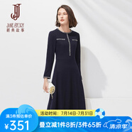 經(jīng)典故事（JANE STORY）名媛小香風(fēng)羊毛連衣裙女早春2024新款高端設(shè)計(jì)感打底呢子中長(zhǎng)裙 M05 深藍(lán)色 2XL