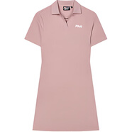 斐樂（FILA）HERITAGE系列 字母印花柔軟舒適休閑短袖連衣裙 女款 瓊脂粉 瓊脂粉 XS