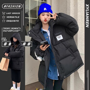 相伊戀人羽絨棉服女2025年新款冬季短款棉衣外套加厚棉襖小個子寬松面包服 黑色 L 碼【建議125-145斤】