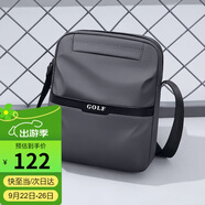 高爾夫GOLF單肩包男士休閑斜挎包男大容量牛津布學(xué)生隨身小挎包可裝ipad輕便手機(jī)包防潑水運(yùn)動(dòng)男包 黑配灰 