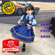 G.DUCKKIDS童裝洛麗塔公主裙女童連衣裙春秋季新款朱迪兔子警官生日禮服兒童 方領(lǐng)朱迪裙+領(lǐng)帶+短褲【夏款】 140 尺碼9~10歲【130-140cm】