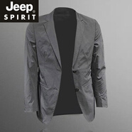 JEEP SPIRIT歐洲站男裝2025春秋款歐洲站新款男裝潮流西裝韓版外套黑色新品 灰色【西裝男/單西/休閑西服 薄款 2XL [建議150-170斤]