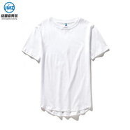 結(jié)盟者 kanye侃爺gd打底衫圓弧下擺短袖T恤男女加長(zhǎng)款上衣歐美風(fēng) 白色 5XL