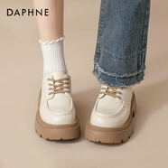達芙妮（DAPHNE）黑色小皮鞋女2025春季款女鞋百搭爆款學(xué)院風(fēng)單鞋女英倫風(fēng)樂(lè )福鞋女 米杏色【主圖熱賣(mài)款】 37