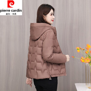 皮爾卡丹（pierre cardin）2025秋冬季新款羽絨棉服女士中年短款修身顯瘦輕薄防寒保暖外套 咖色 3XL 建議135-150斤
