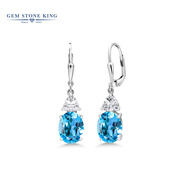GEM STONE KINGGSK托帕石耳環(huán)女珠寶925銀5.4克拉彩寶輕奢時(shí)尚送女友七夕禮物 托帕石