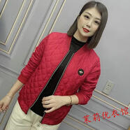 索宛亦秋冬季輕薄短款棉衣女新款棉服女裝時(shí)尚棒球服外套小棉襖 紅色 2XL 【建議105-120斤】