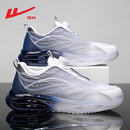 回力男鞋夏季透氣網(wǎng)面旋轉紐扣休閑運動(dòng)減震氣墊跑步休閑老爹潮鞋 白灰 43