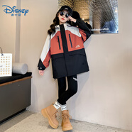 迪士尼（Disney）女童外套冬裝沖鋒衣三合一可拆卸大童秋冬款兒童2024新款女孩女款 橘紅色（夾棉外套+內膽） 150碼(建議身高135-145CM)