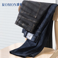 羅蒙（ROMON）商務(wù)休閑直筒牛仔褲男抗皺微彈正裝男士大碼褲子9911 黑色33