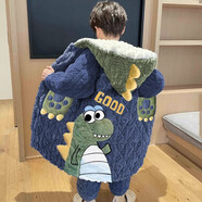 兒童睡衣男孩2026新款冬季睡袍三層夾棉加絨加厚冬款男童珊瑚 50035【三層夾棉-中長(cháng)款】 【童16碼】身高135-145 55-68斤-