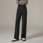 逸陽(yáng)（ESE-Y）秋新款高腰垂感通勤仿毛呢休閑直筒褲 黑色 25