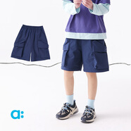 幼嵐（ALLBLU）allblu幼嵐【輕量工裝短褲】?jì)和澴幽型?5春新款口袋五分褲 藏青 120 cm