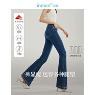 茵曼（INMAN）彈力萊卡牛仔喇叭褲2025春秋季女新款高腰復古打底長褲子 喇叭褲 28