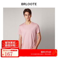 Brloote/巴魯特新疆長絨棉短袖T恤男圓領(lǐng)小白T夏季簡約百搭體恤衫上衣新品 粉色 180/100A
