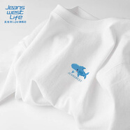JEANSWEST LIFE真維斯白色t恤男士純棉夏季寬松休閑短袖情侶潮牌男女款半袖體恤