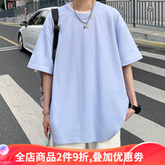 純色短袖t恤男女寬松2022夏季新款ins潮流情侶內搭打底半袖衫基礎款T 紫羅蘭 S