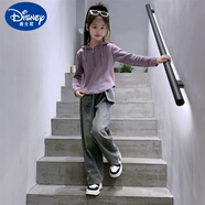 迪士尼女童拉鏈衛(wèi)衣牛仔褲套裝2025韓版洋氣中大女孩牛仔闊腿褲兩件套潮 套裝 120 cm