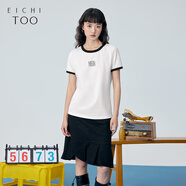 愛(ài)居兔夏季新款時(shí)尚撞色短袖T恤ENTBJ2P019A 本白鑲拼20 S 155/80A