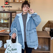 AEMAPE外套女2025新款秋季炸街羊羔毛牛仔外套女季韓版 淺藍色_普通款  S _建議90-115斤