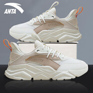 安踏（ANTA）男鞋運(yùn)動鞋2025官方新款復(fù)古潮流網(wǎng)面透氣跑步鞋休閑旅游老爹鞋子 象牙白/泥沙灰/淺褐灰 43
