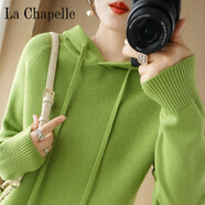 拉夏貝爾（La Chapelle）秋冬連帽套頭長(cháng)袖毛衣女寬松休閑加厚打底針織衫保暖衛衣帽衫 純100自動(dòng)發(fā)熱果綠色 純100自動(dòng)發(fā)熱2XL