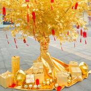 惠翔新年装饰树仿真金榕树摇钱树许愿树大型假树树新年红包树商场 新年装饰品一套